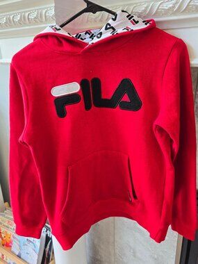 FILA Fire red hoodie Youth size large 10/12